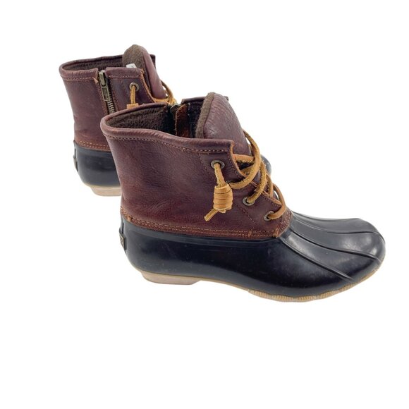Sperry Saltwater Brown Leather Waterproof Rubber Rain Duck Boots Womens Size 5.5 - Picture 2 of 7